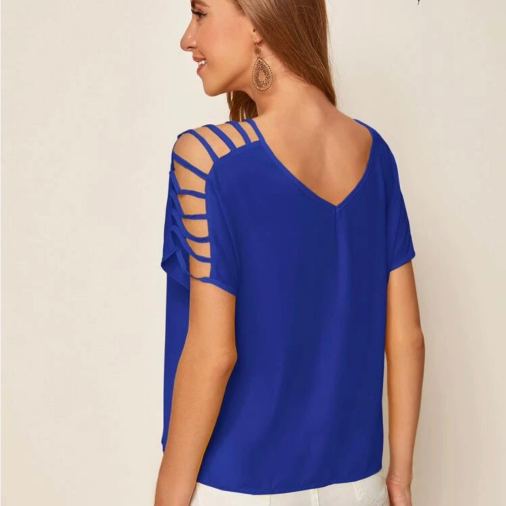 NWT Electric Blue Cutout Top - Picture 6 of 7